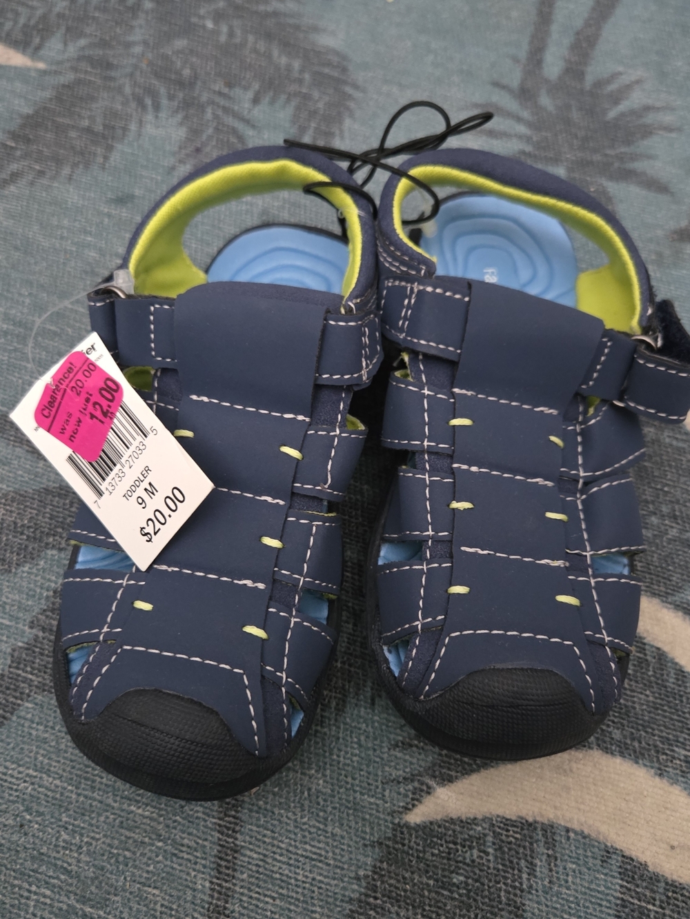 Falls Creek Navy and Lime Kids Closed-Toe Sandals